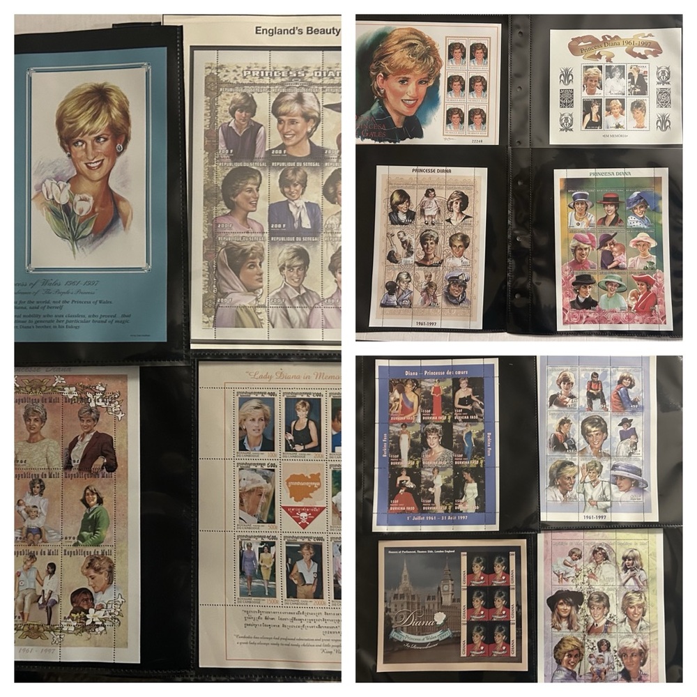 Princess Diana Stamp Collection in 3-Ring Binder